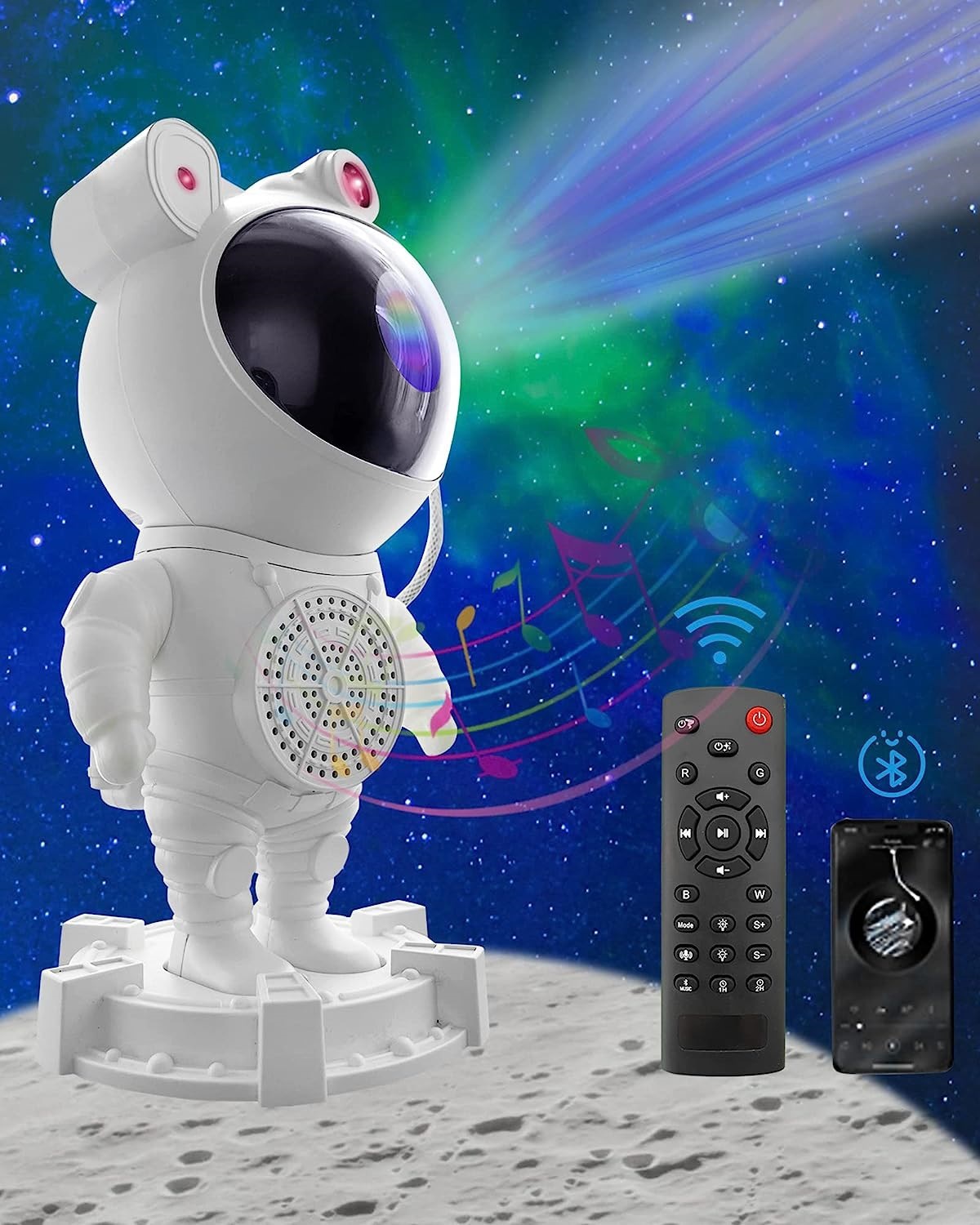 Astronaut Bluetooth Starry Sky Projection Lamp USB Full Color Star Moon White Noise Spaceman Laser Atmosphere Small Night Lamp