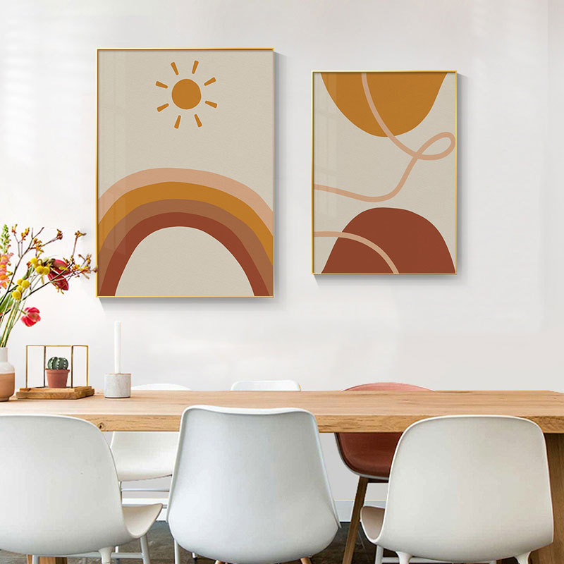 橘色客厅装饰画沙发背景墙现代简约组合挂画北欧风格餐厅温馨挂画