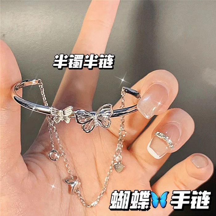 Double-Layer All Match Bow Chain Open-Ended Bracelet Female Ins Special-Interest Design Sweet Advanced Fairy Super Fairy Bracelet