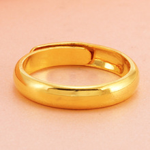 直播爆款情侣铜镀金光面开口戒指纯度时尚简约传承古法不掉色戒指