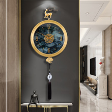 客厅挂钟纯铜钟表家用时尚时钟现代轻奢创意个性新中式石英钟