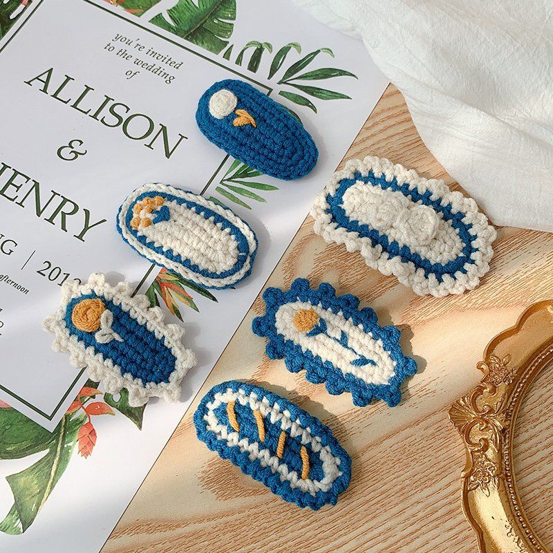 编织花朵diy手工毛线刺绣发饰品针织钩针发夹发圈发箍发卡材料包