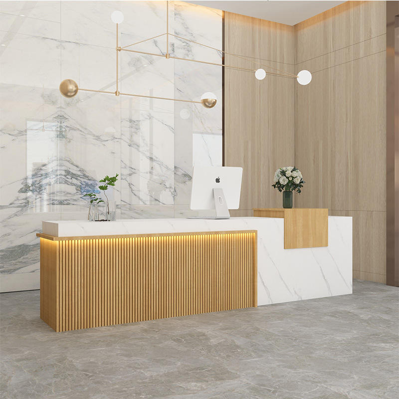 现代中式收银台美容院柜台店铺吧台桌商用会所酒店公司前台接待台