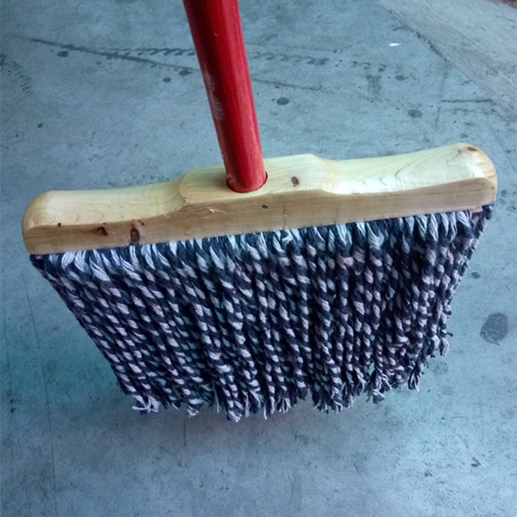 厂家批发 老式方头拖把 木杆棉纱平拖平推瓷砖拖把普通黑白线拖