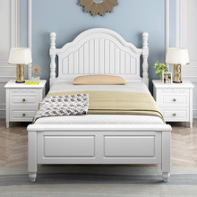 B&实木床1.2米美式白色橡木单人床现代简约轻奢1.5双人床欧式家具