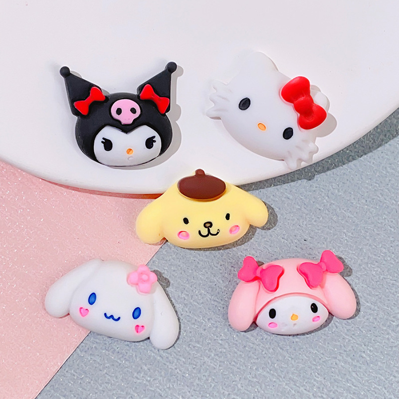 可爱卡通动物头像树脂配件 奶油胶手工diy手机壳笔盒收纳盒材料