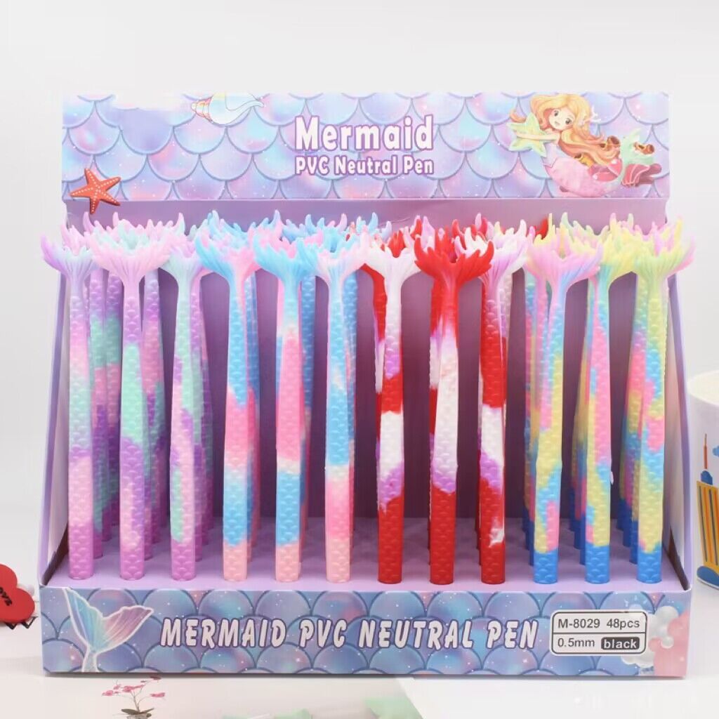 Mermaid Cross-Border E-Commerce Hot Sale Ballpoint Pen Mermaid Rotating Plastic Ballpoint Pen a Box of 48