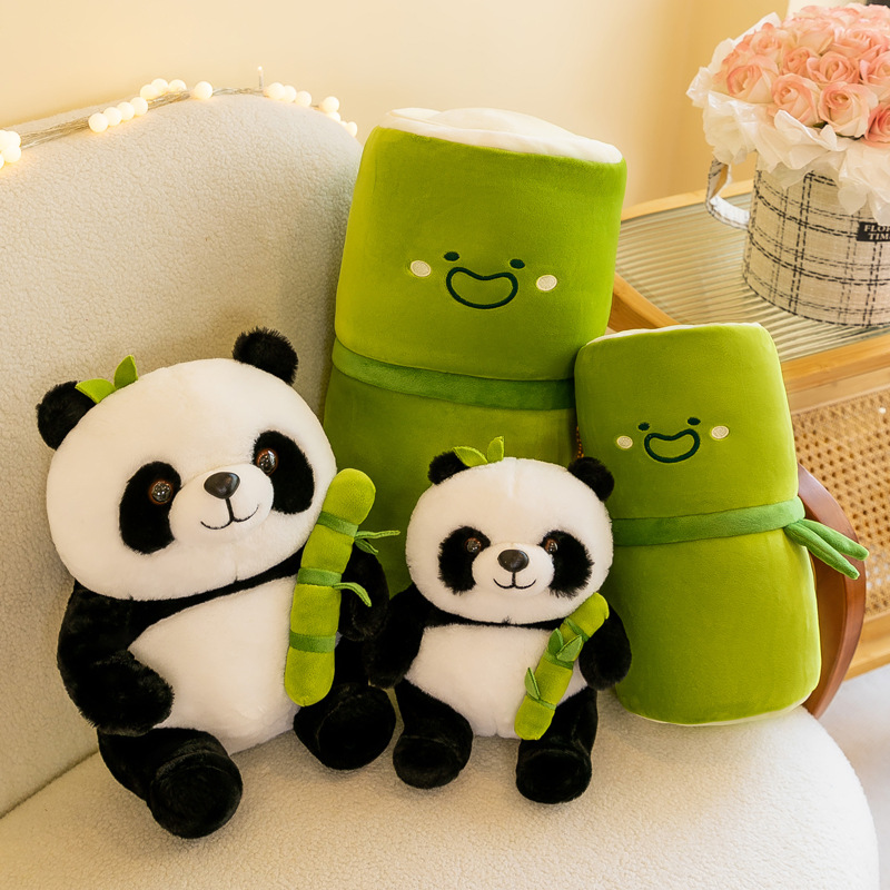 bamboo panda plush toy simulation giant panda doll children‘s doll pillow sleeping ragdoll birthday gift