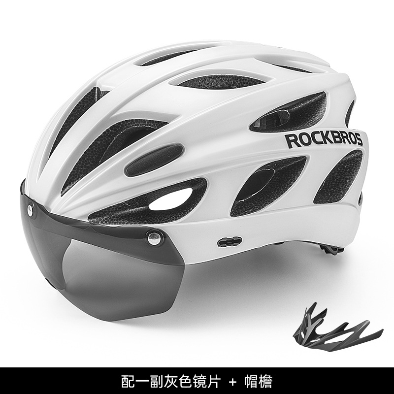 Rockbros Cycling Helmet Mountain Highway Bicycle Helmet Restraint Goggles Polarized Integrated Molding Colorful Men and Women