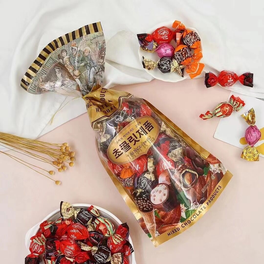 年货 韩国风味榛子黑巧克力牛奶夹心糖果爆浆什锦巧克力450g袋装