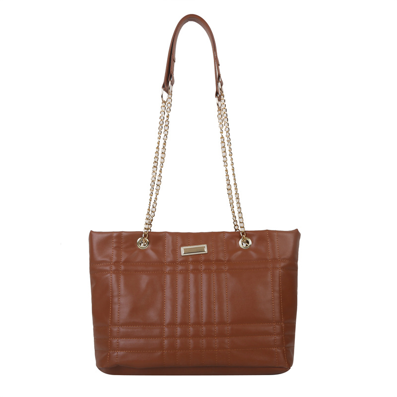 Simple Large Capacity Tote Bag Female 2023 Spring Fashion Plaid Underarm Bag Leisure Chain Shoulder Messenger Bag