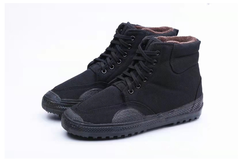 冬季男士3520黑色高帮棉胶鞋内里加绒防寒保暖劳保工作高筒棉鞋