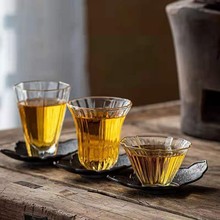 高硼硅玻璃品茗杯手工茶杯芙蓉品茗杯锤纹茶杯单个创意功夫茶杯