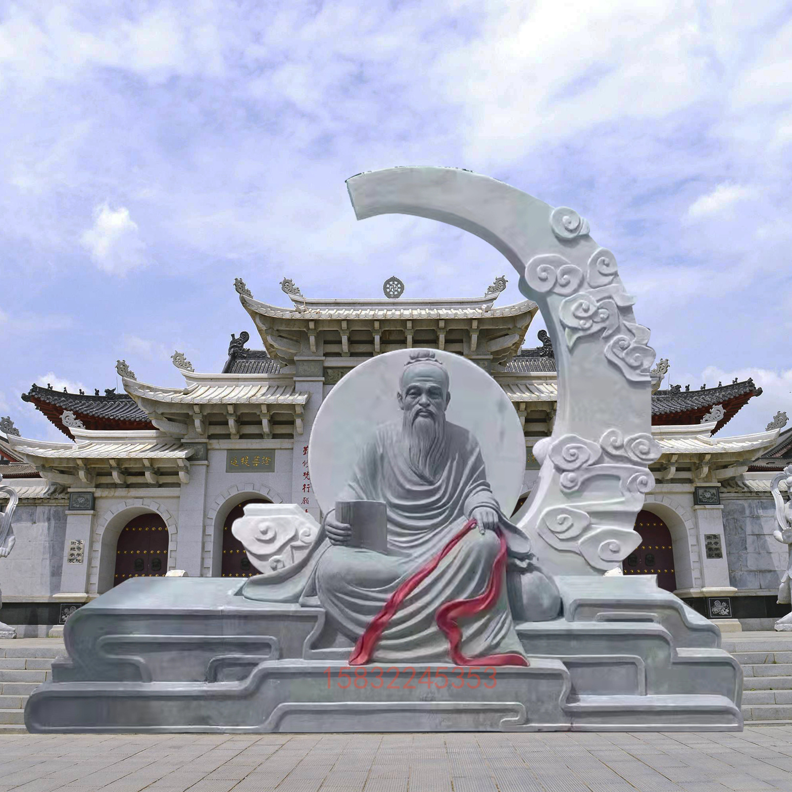 石雕月老神像道教供奉求姻缘婚姻幸福景区摆件青石月老星君雕像