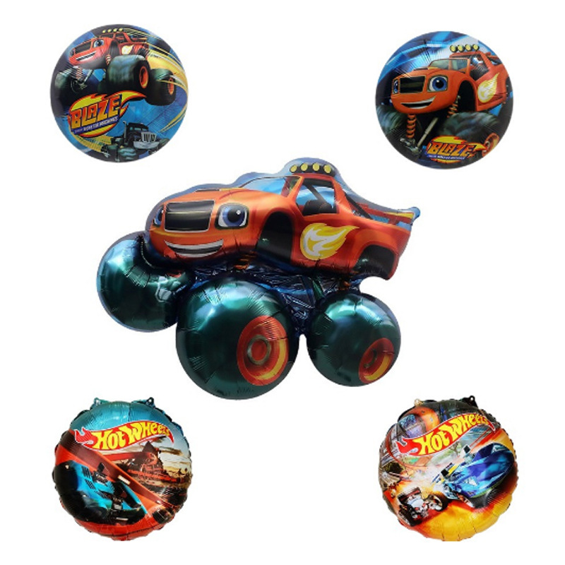 Cross-Border Three-Dimensional Hot Wheels Children's Day Party Decoration Aluminum Film Balloon Cartoon Car Theme Layout Balloon