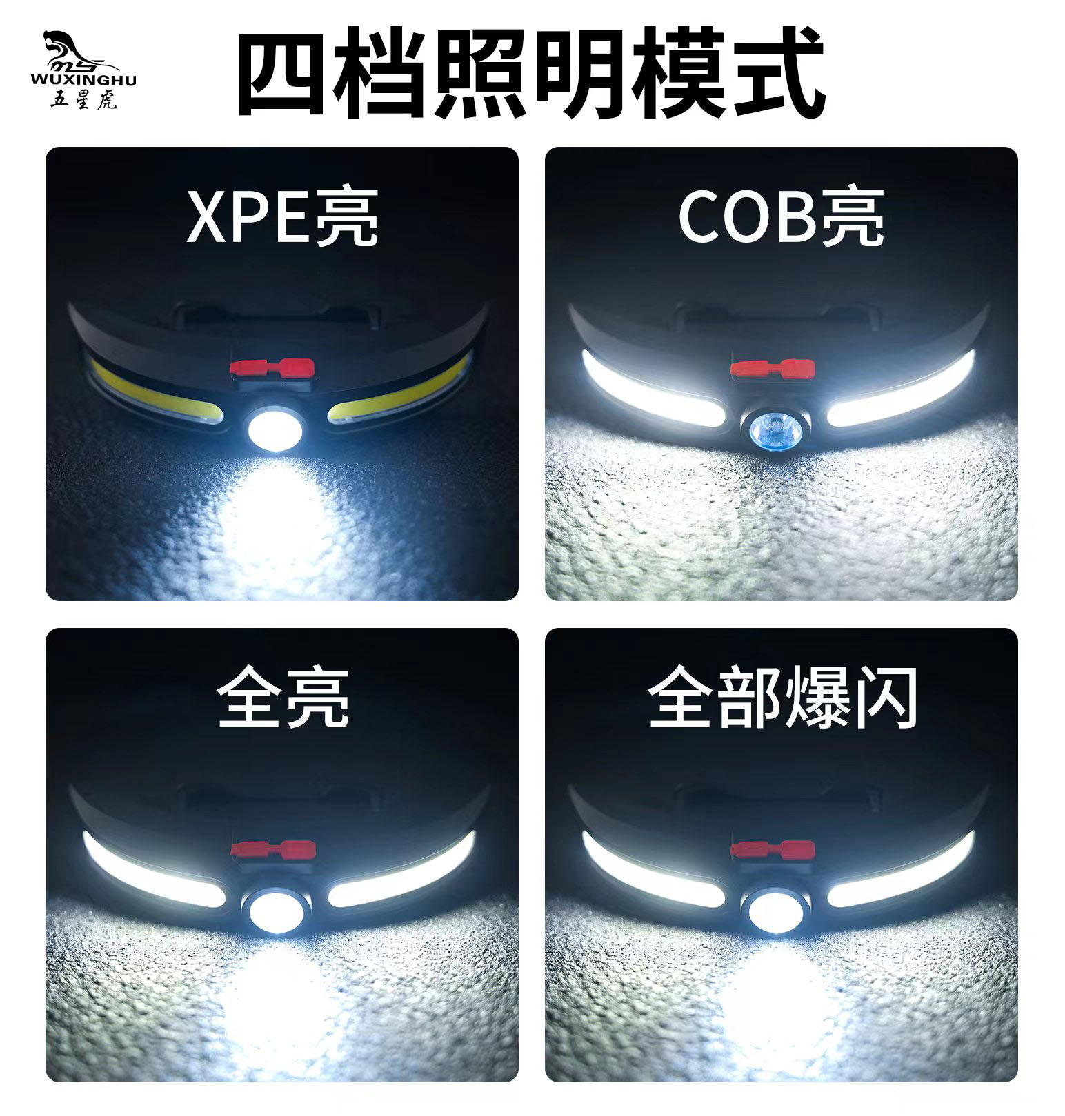 New Outdoor Solar Headlight Far and near Light Dual Light Source Power Display Type Charging Fishing Riding Headlight