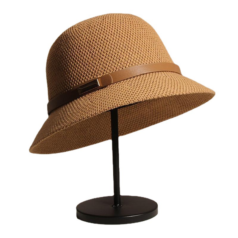 Summer New Korean Fisherman Hat Women's Fashion Sun-Proof Sun-Proof Basin Hat Outdoor Top Hat Cotton and Linen Knitted Sun Hat