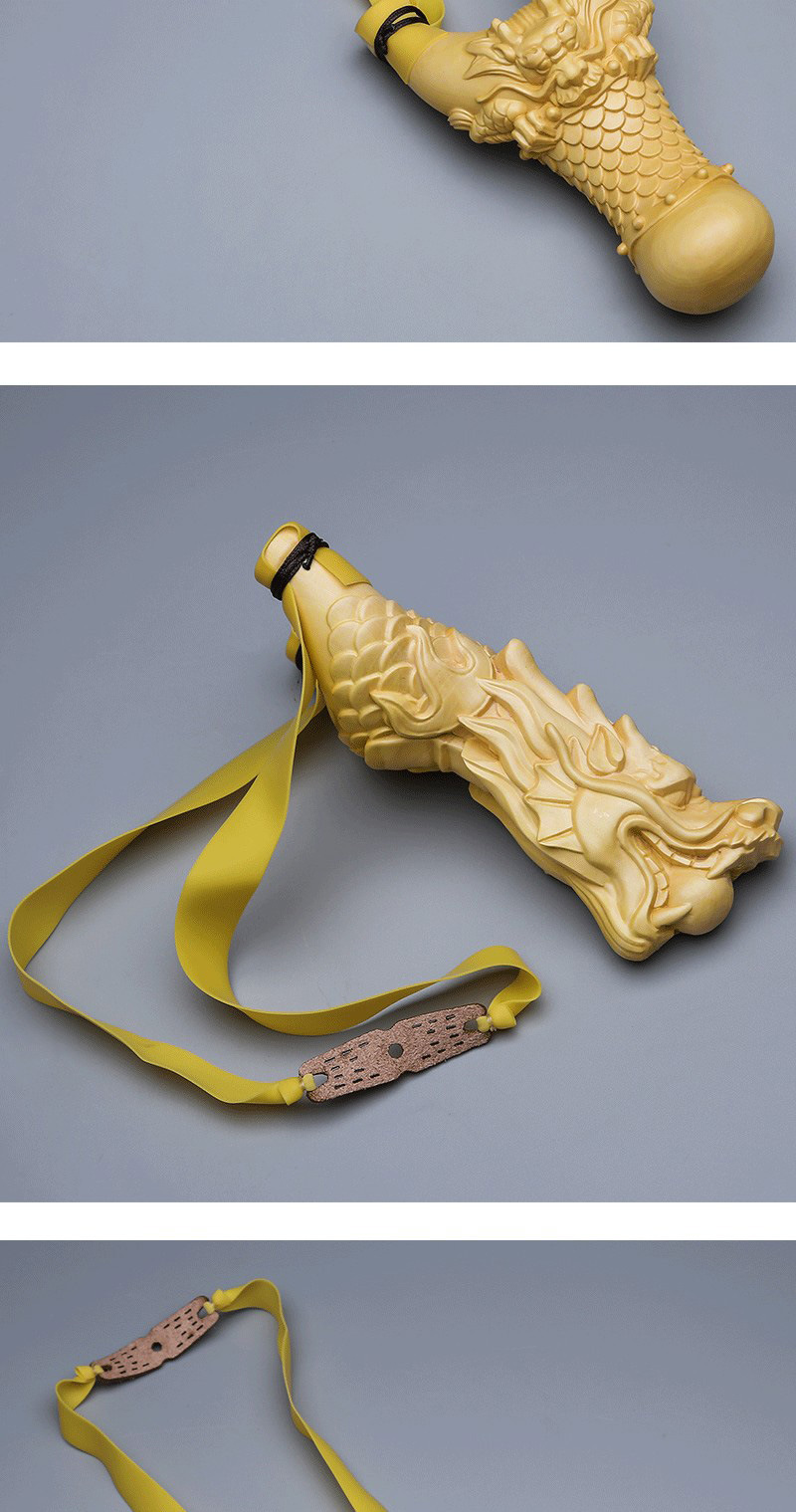 黄杨木龙头弹弓实木 儿童新手怀旧弹弓玩具户外运动木制弹弓皮筋
