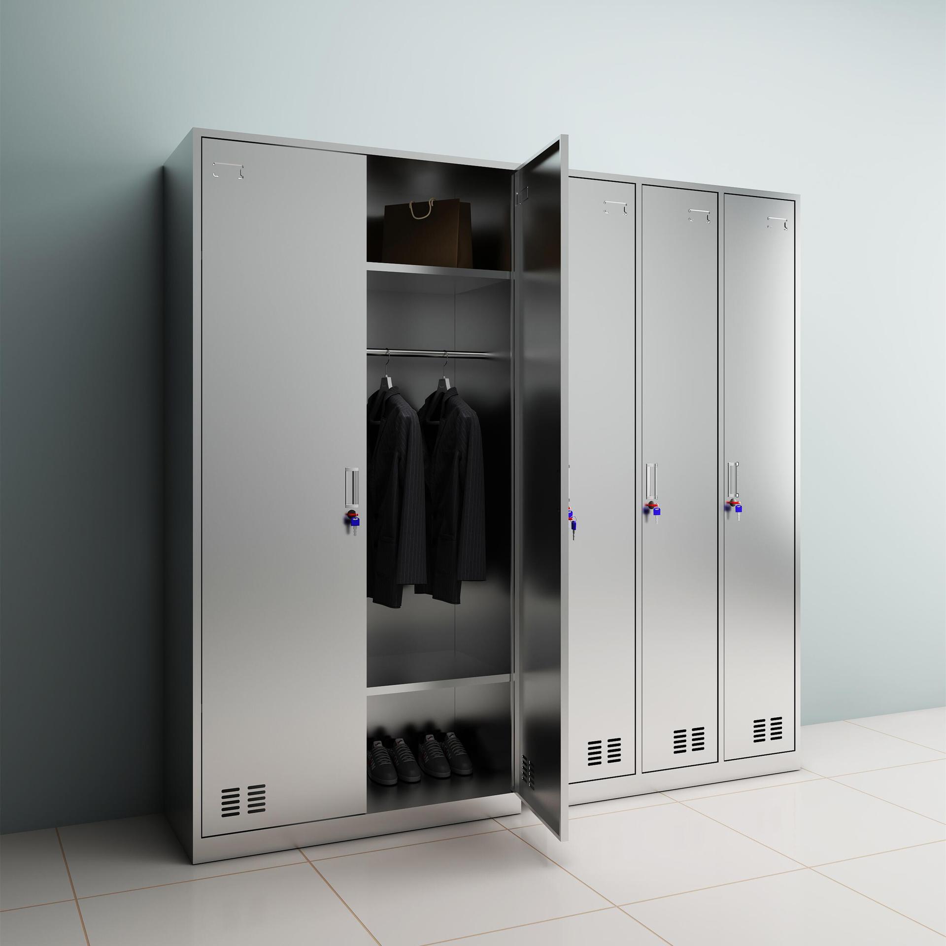 不锈钢更衣柜员工宿舍储物柜带锁浴室六九门无尘净化车间换鞋柜