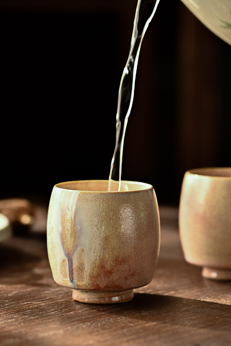 景德镇手拉坯霞光原矿窑变釉陶瓷闻香杯中号主人杯茶杯产地货源