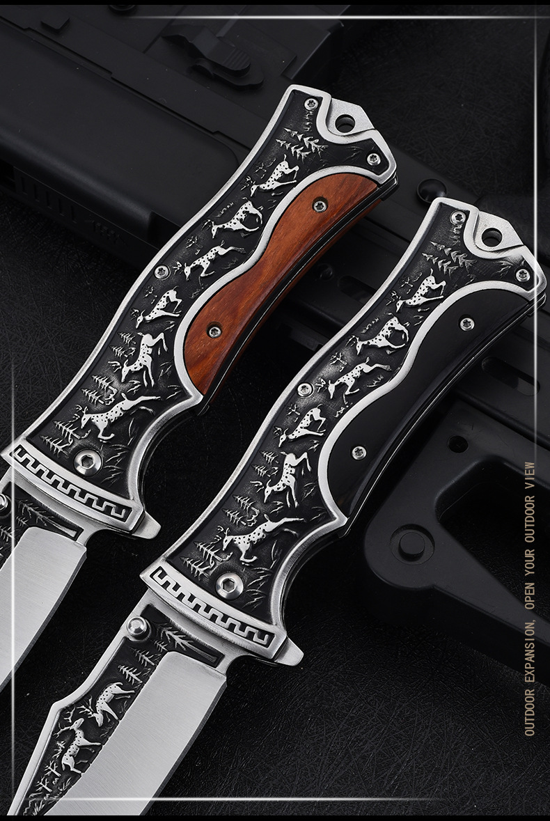 跨境哥伦比亚高硬度折叠刀野营战术户外刀具露营登山刀具户外折刀