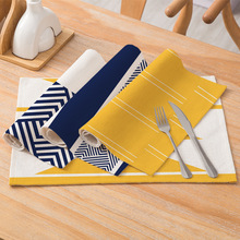 2024棉麻餐垫多色几何现代简约系列防水印花餐厅台布厨房隔热桌垫