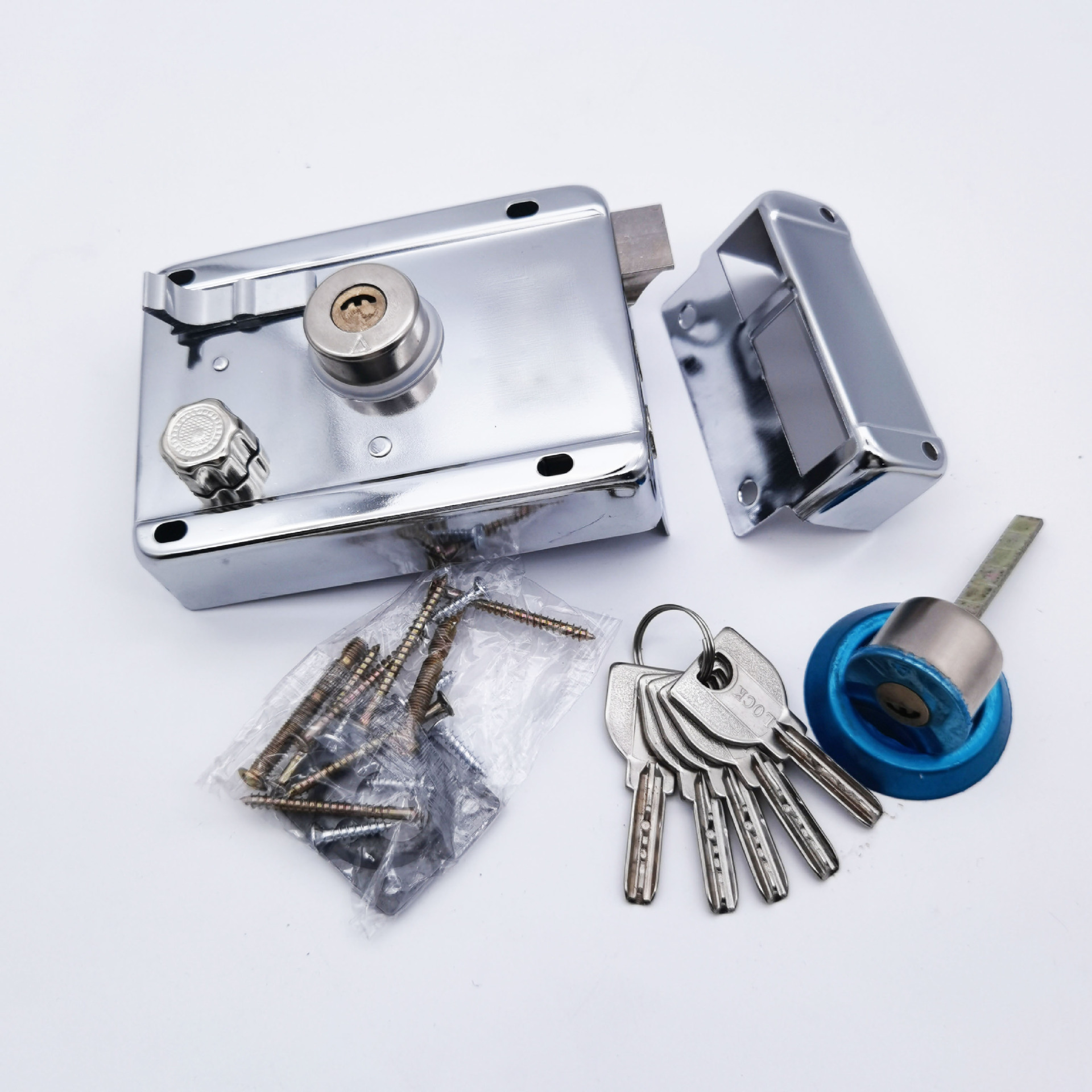 富万年锁业商行9年顺德益品牌【厂家直供】老式二保险弹子门锁/牛头锁