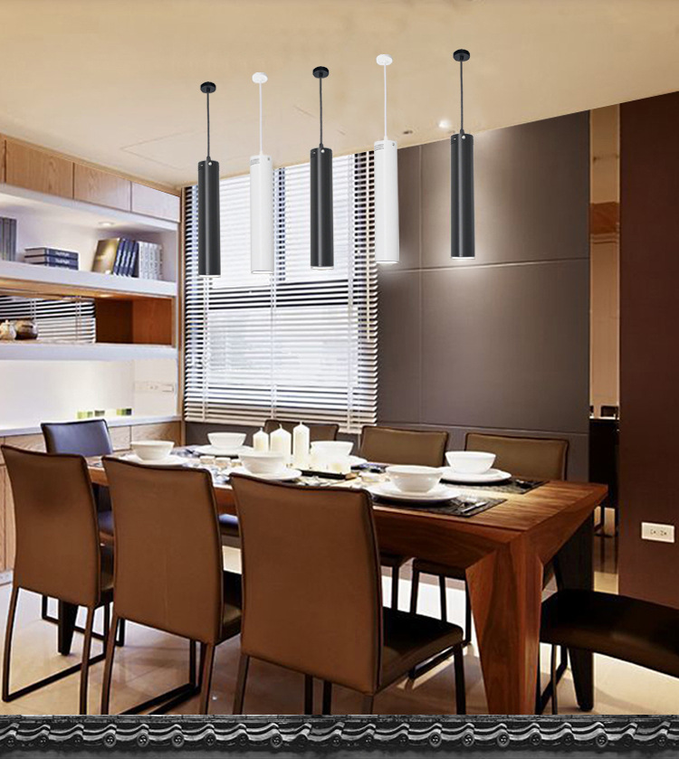 led明装筒灯吊线射灯餐厅吸顶长筒吊线灯个性圆柱形cob吊线筒灯