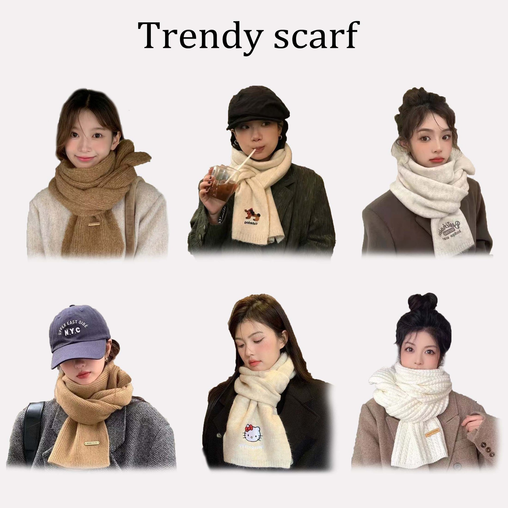 日韩系慵懒风秋冬围巾高级感格纹针织围巾ins学院风网红男女围巾