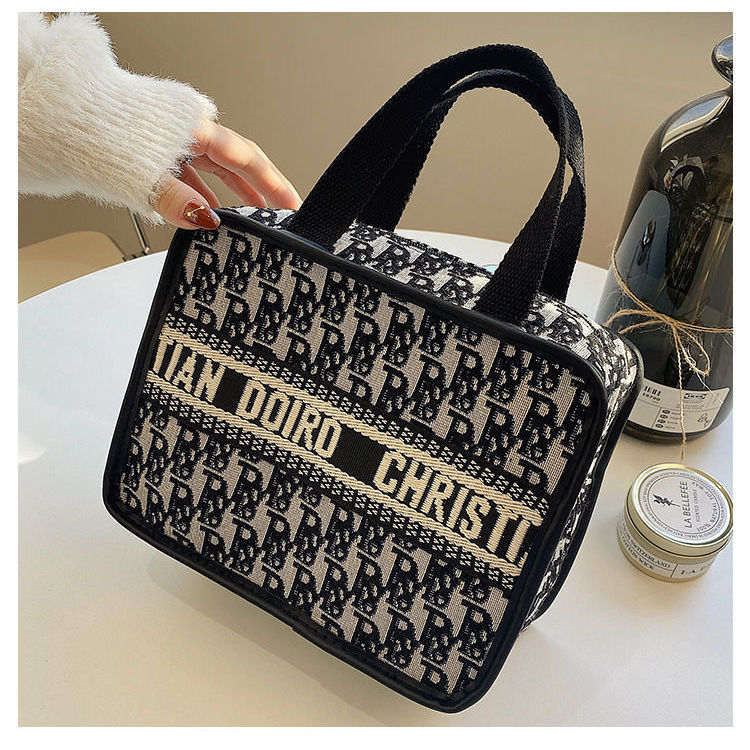 internet celebrity ins houndstooth cosmetic bag r letter south korean style cosmetics storage bag handbag portable mummy bag