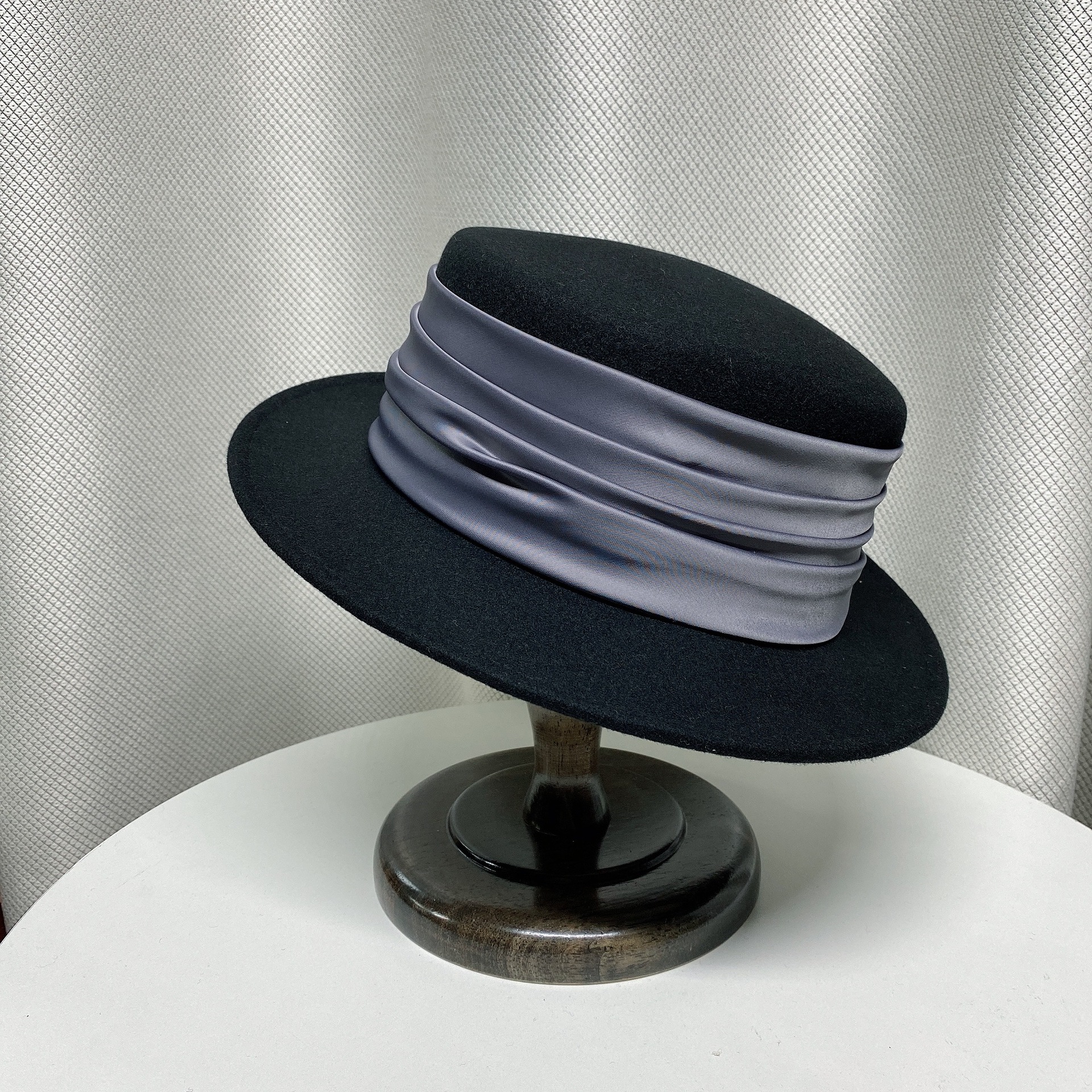 秋冬帽子女澳洲羊毛平顶礼帽简约时尚帽子日系英伦复古毡帽