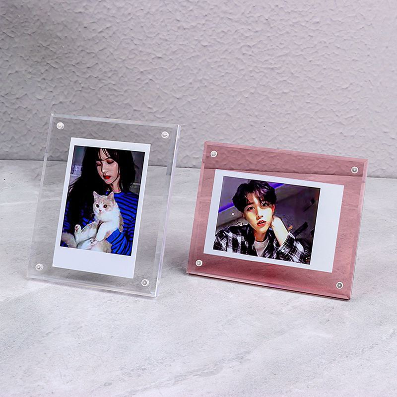 网红亚克力透明磁吸水晶相框摆台感明星照片爱豆小卡展示框架