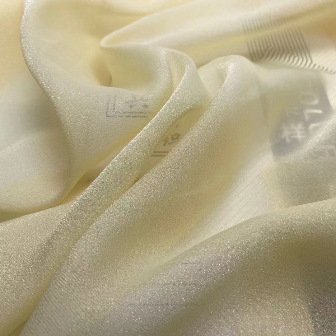 加密欧根纱扬州纱水晶缎布料闪光欧根纱汉服大袖襦裙婚纱布面料