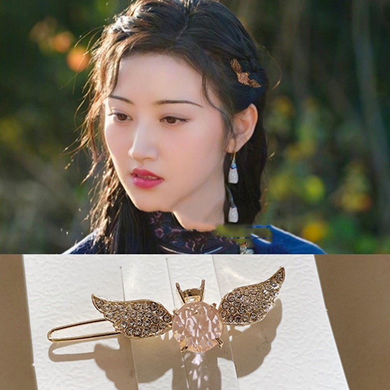 景甜司藤同款发饰网红夹子头饰复古珍珠发夹侧边边夹一字夹发卡女