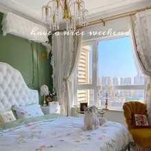 3DWF法式奶油白色窗帘2023年新款蕾丝客厅轻奢丝绒布遮光卧室飘窗