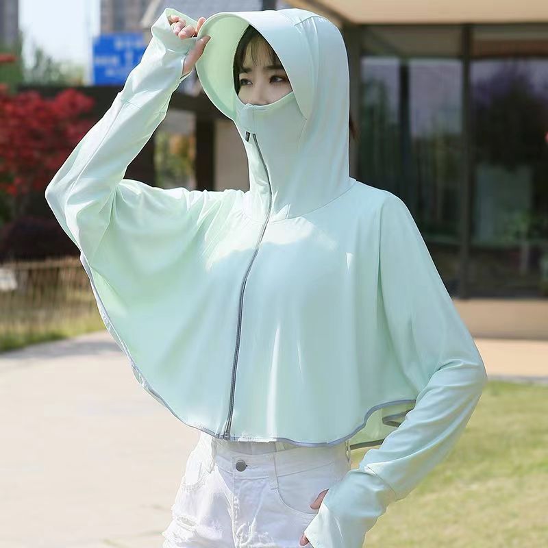 Sun Protection Clothing Women's Summer Thin Ice Silk Uv-Proof Breathable Sun Protection Shirt Cardigan Riding Sun-Protective Clothing Short Coat