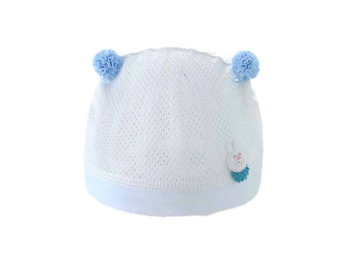 Newborn Hat Baby Summer Single Layer & Thin Mesh Newborn Male and Female Baby 0-3 Months Full Moon Mesh Fitted Cap 1