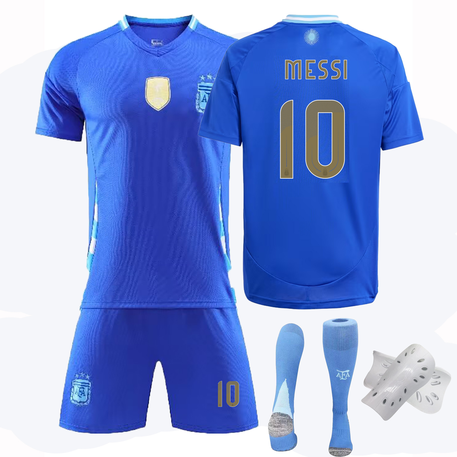 24-25 阿根廷客场蓝色新款球衣儿童成人运动套装团购男女足球服