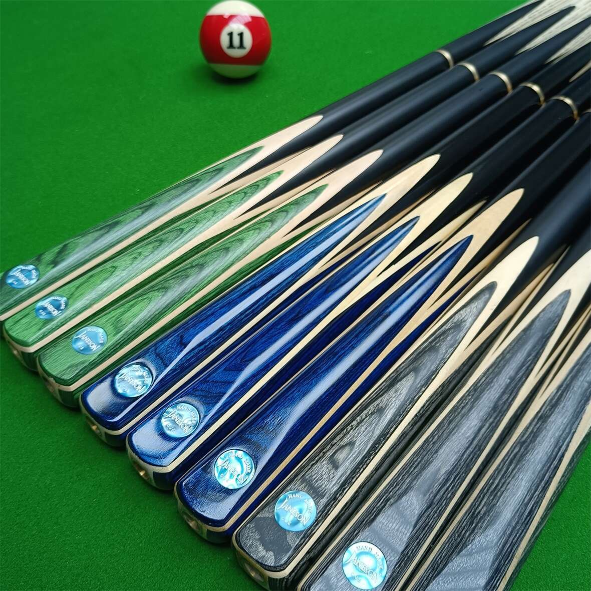 蓝色风暴台球杆斯诺克小头黑8球杆中式八球黑八16桌球杆10mm新款