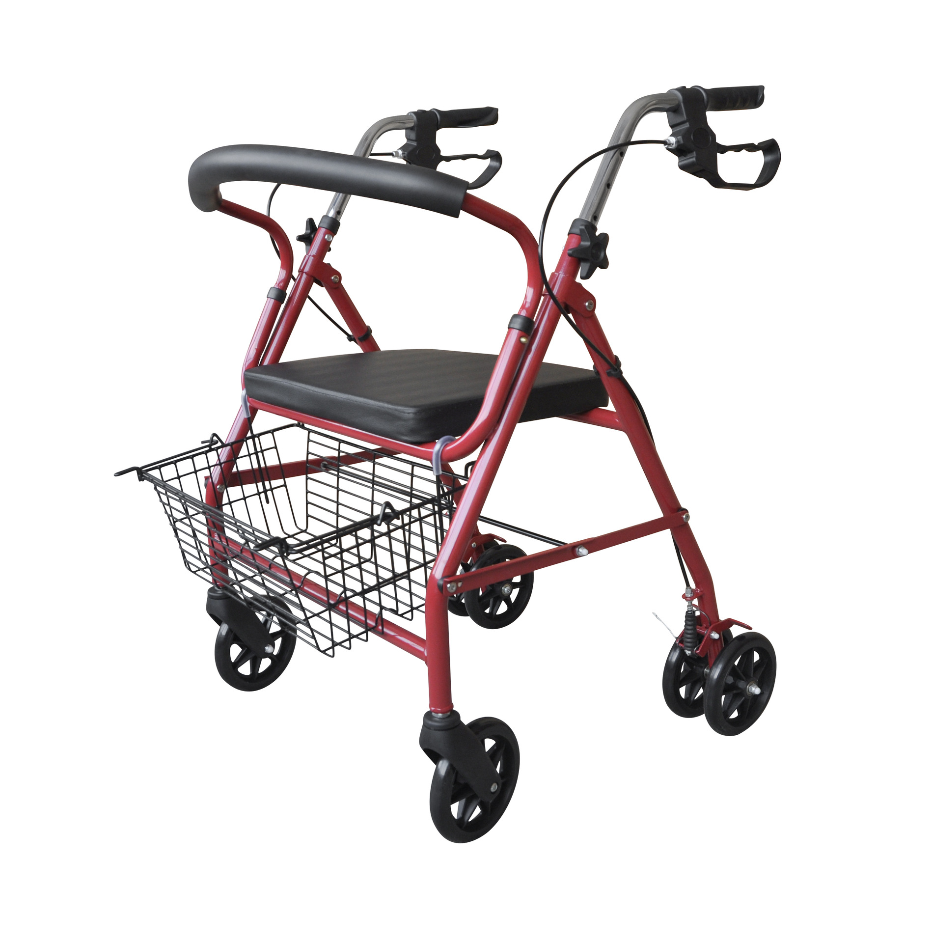 老年人6寸6轮手推车折叠轻便代步车铁制买菜购物车四轮助行器带座