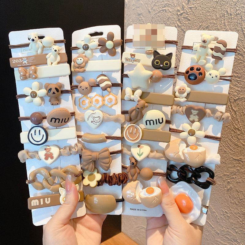 Korean Ins Milk Coffee Color Headband Cute Frosted Bear Flower Hairband Barrettes Sweet Hair Accessories Hair Band