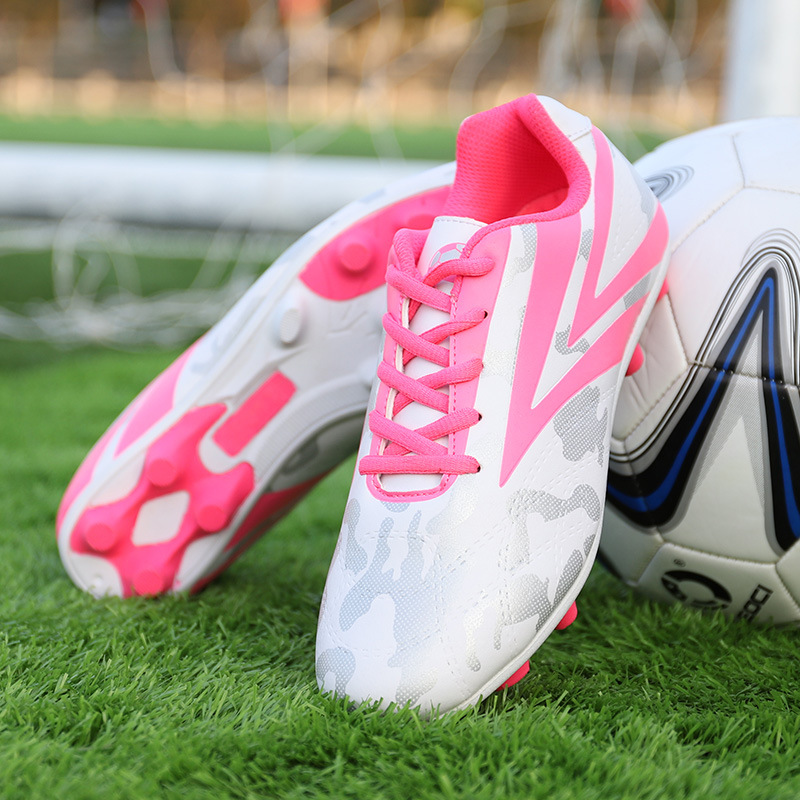 足球鞋女子小学生碎钉训练鞋防滑儿童新款长钉粉色秋季青少年