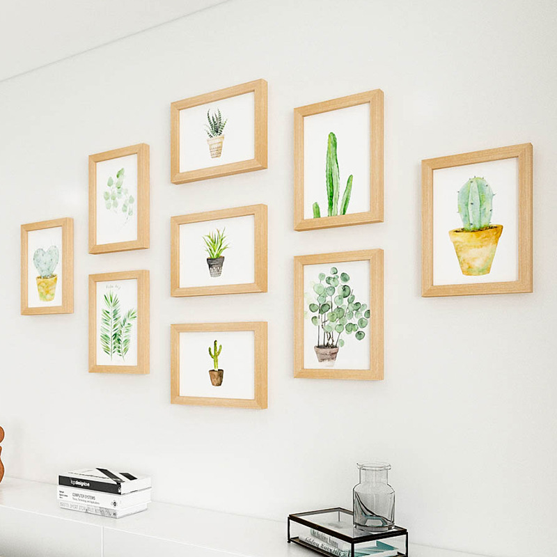 【满35元免邮】简约影楼挂墙相框摆台儿童白色黑色木色照片墙批发