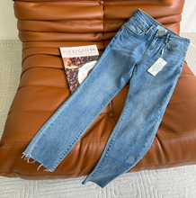 小脚牛仔裤南油高端小蜜蜂刺绣牛仔棉裤脚毛边设计中高腰修身长裤