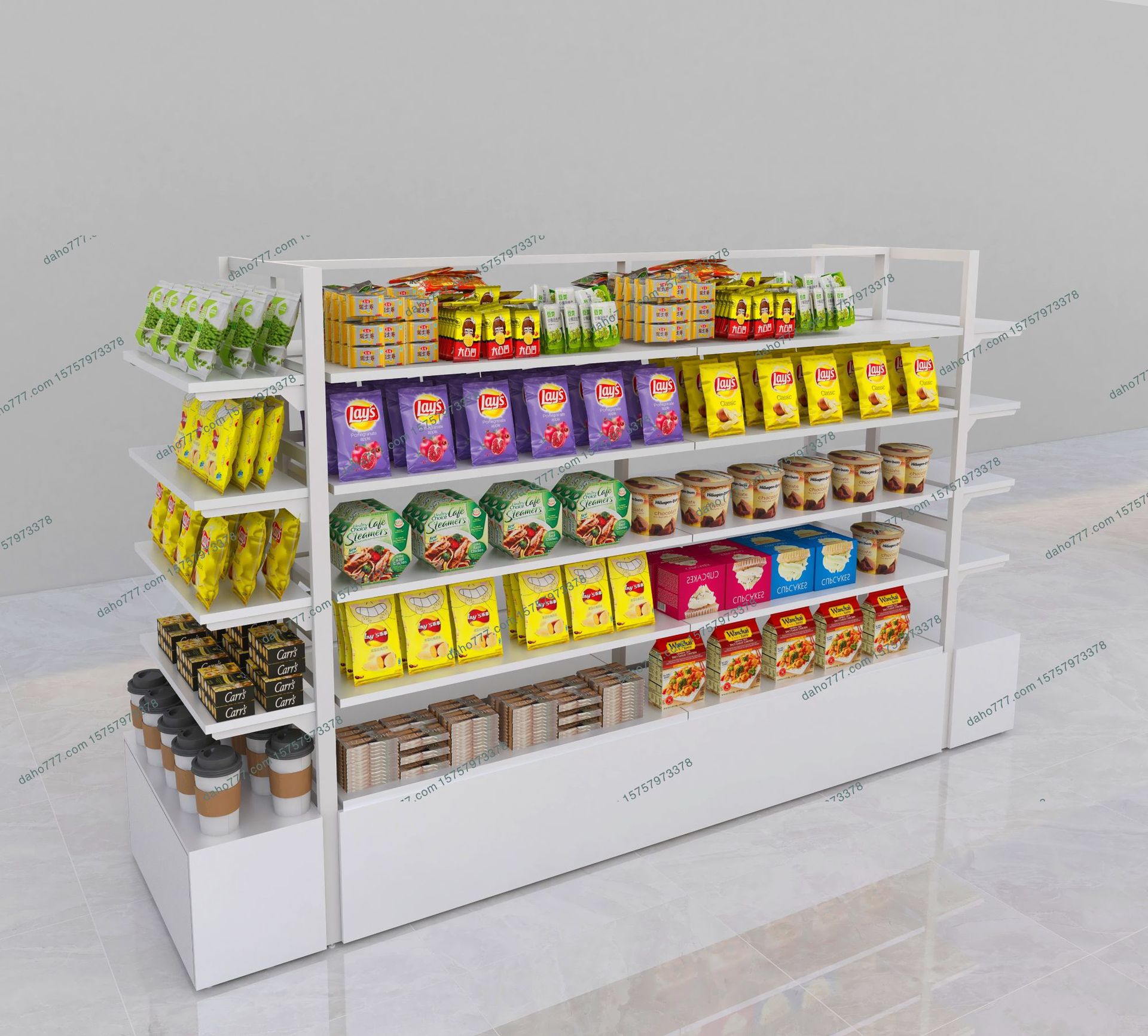 精品便利店时尚简约零食商品陈列架 超市货架