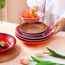 北欧lucky彩虹陶瓷盘 创意网红大容量家用餐盘水果焗饭菜盘子批发