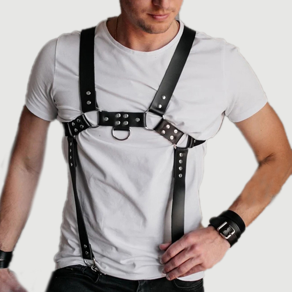Ywz Cross-Border Adult Men's Leather Shapewear Pu Body Strap Fierce Men's Dress-up Alternative Clothing Suspenders Now