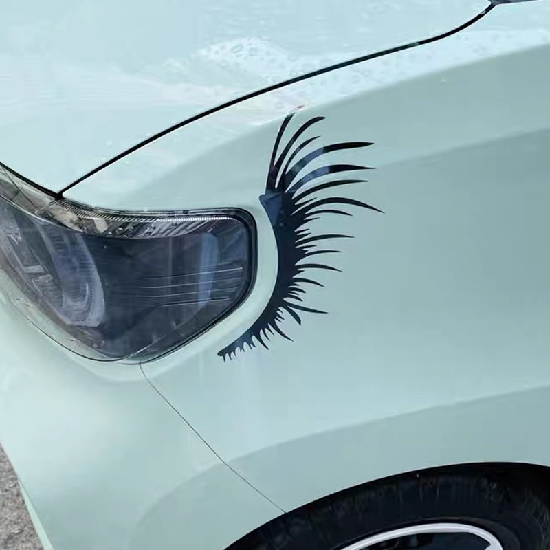 睫毛装饰车贴适用于五菱宏光miniev马卡龙大灯装饰贴纸