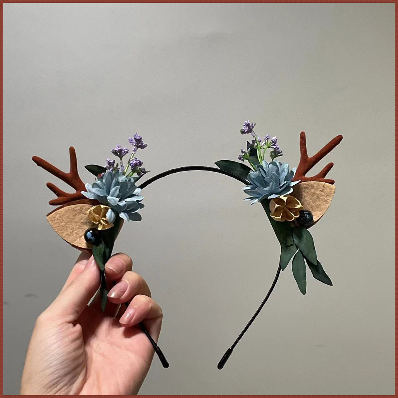 新款森系欧美可爱圣诞节发饰大人儿童仙女游乐园头箍麋鹿鹿角发箍