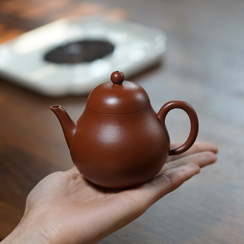宜兴紫砂壶手工原矿赵庄朱泥大红袍孟臣小品高梨形壶梨式功夫茶壶
